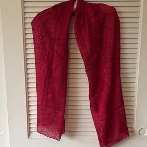 Elegant Red Sheer embroidered Scarf